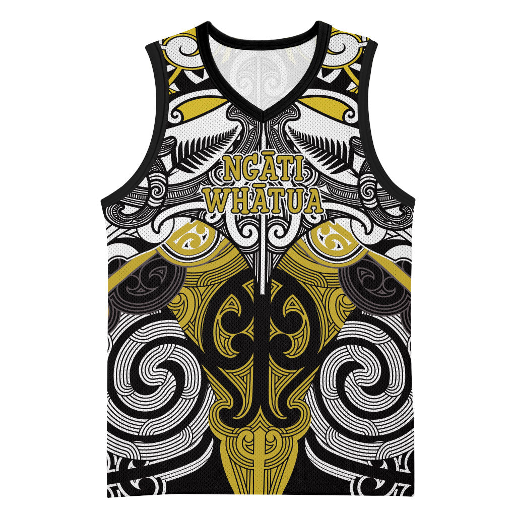Personalised Maori Ngati Whatua Basketball Jersey Silver Fern Kowhaiwhai Art