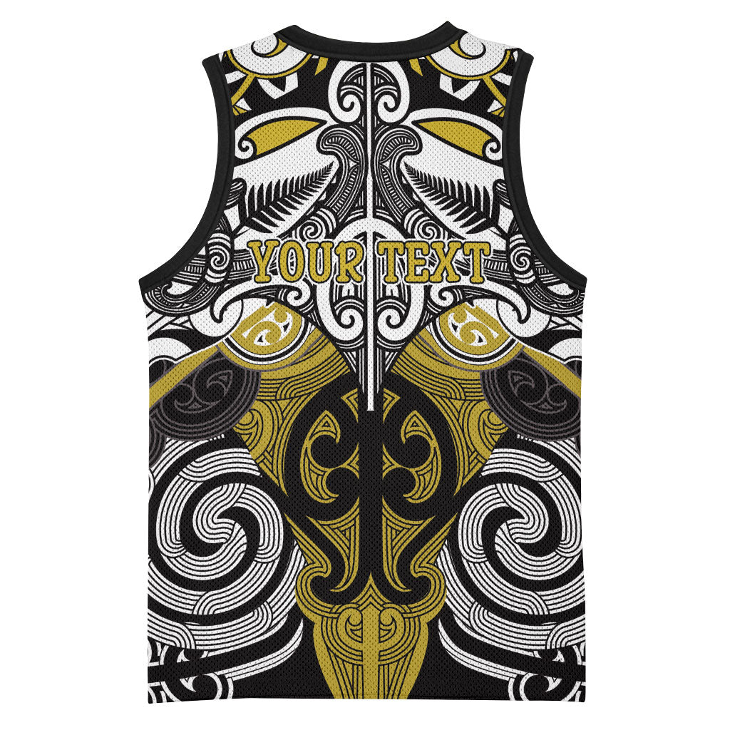 Personalised Maori Ngati Whatua Basketball Jersey Silver Fern Kowhaiwhai Art