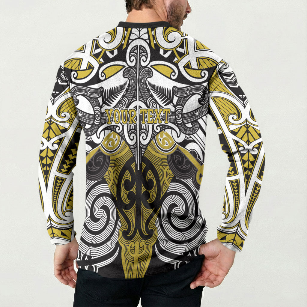 Personalised Maori Ngati Whatua Button Sweatshirt Silver Fern Kowhaiwhai Art