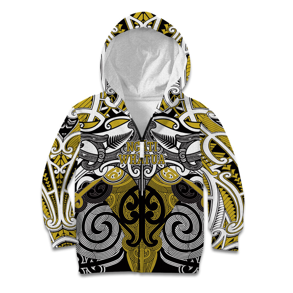 Personalised Maori Ngati Whatua Kid Hoodie Silver Fern Kowhaiwhai Art