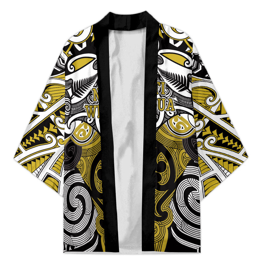 Personalised Maori Ngati Whatua Kimono Silver Fern Kowhaiwhai Art LT01 Unisex Yellow - Polynesian Pride