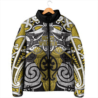 Personalised Maori Ngati Whatua Padded Jacket Silver Fern Kowhaiwhai Art
