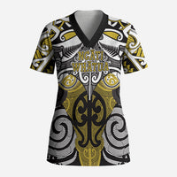 Personalised Maori Ngati Whatua Scrub Top Silver Fern Kowhaiwhai Art
