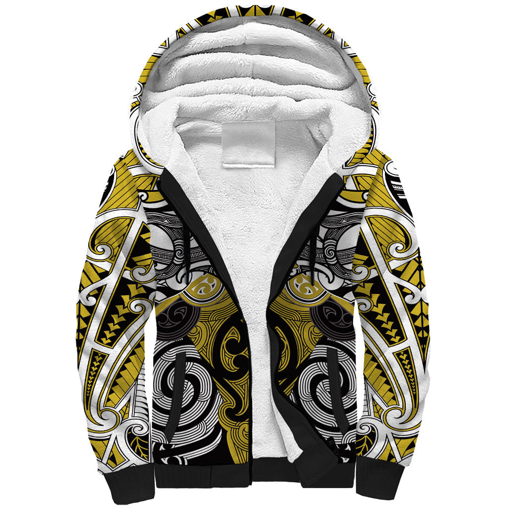 Personalised Maori Ngati Whatua Sherpa Hoodie Silver Fern Kowhaiwhai Art