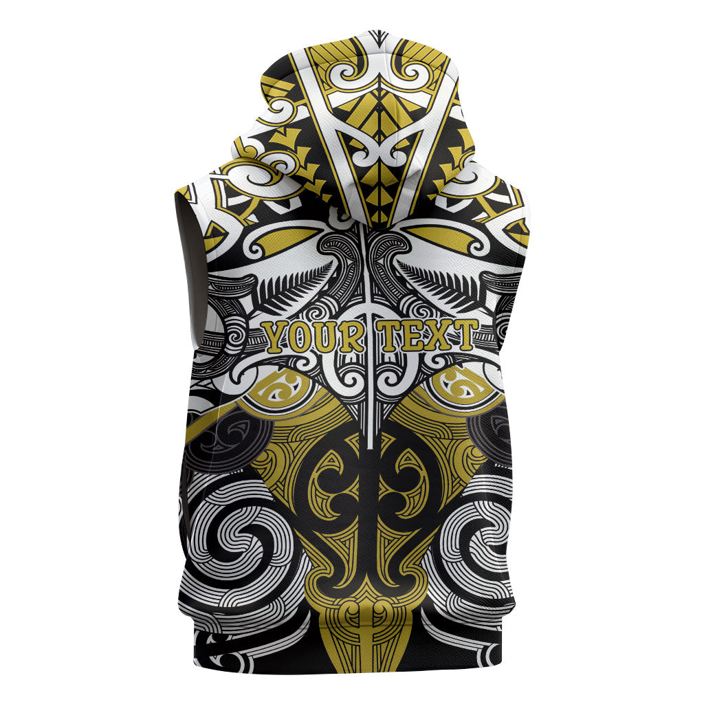 Personalised Maori Ngati Whatua Sleeveless Hoodie Silver Fern Kowhaiwhai Art