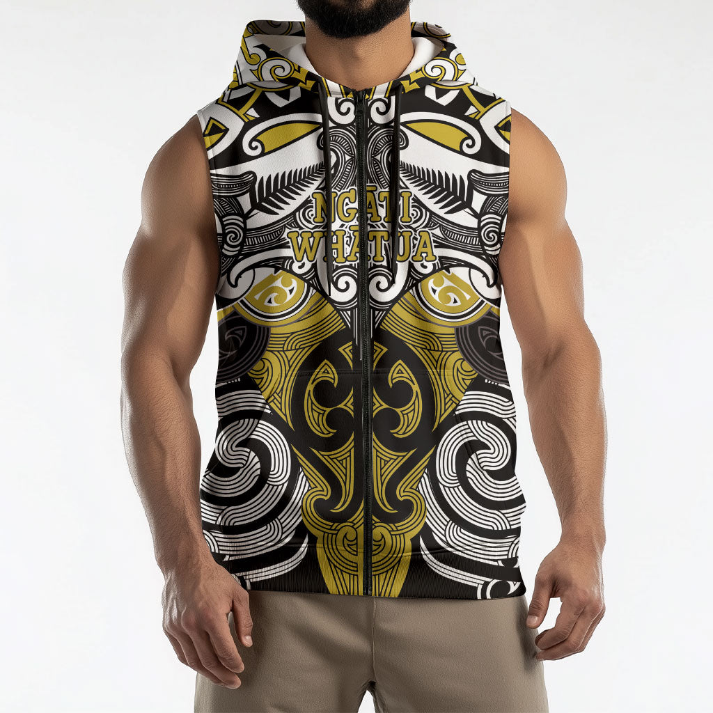 Personalised Maori Ngati Whatua Sleeveless Zip Hoodie Silver Fern Kowhaiwhai Art