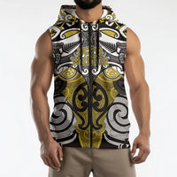 Personalised Maori Ngati Whatua Sleeveless Zip Hoodie Silver Fern Kowhaiwhai Art