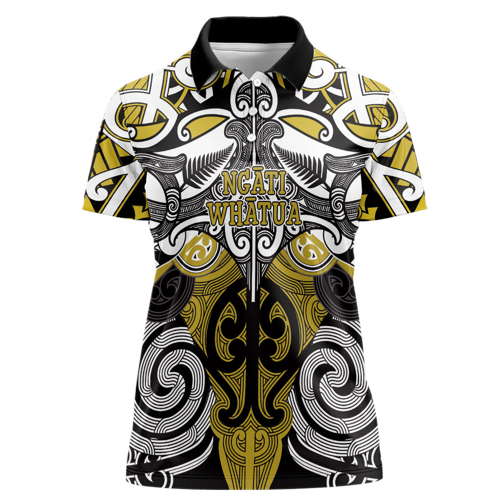 Personalised Maori Ngati Whatua Women Polo Shirt Silver Fern Kowhaiwhai Art