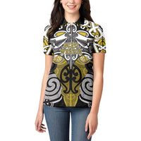 Personalised Maori Ngati Whatua Women Polo Shirt Silver Fern Kowhaiwhai Art