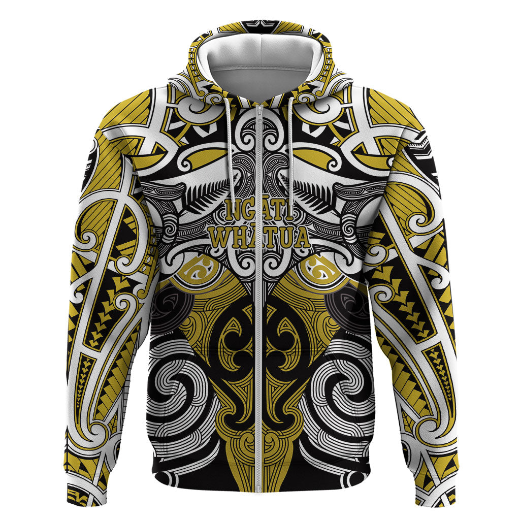 Personalised Maori Ngati Whatua Zip Hoodie Silver Fern Kowhaiwhai Art