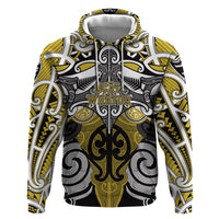 Personalised Maori Ngati Whatua Zip Hoodie Silver Fern Kowhaiwhai Art