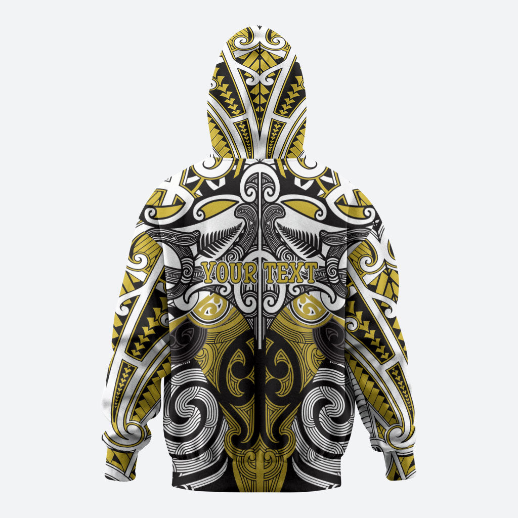 Personalised Maori Ngati Whatua Zip Hoodie Silver Fern Kowhaiwhai Art