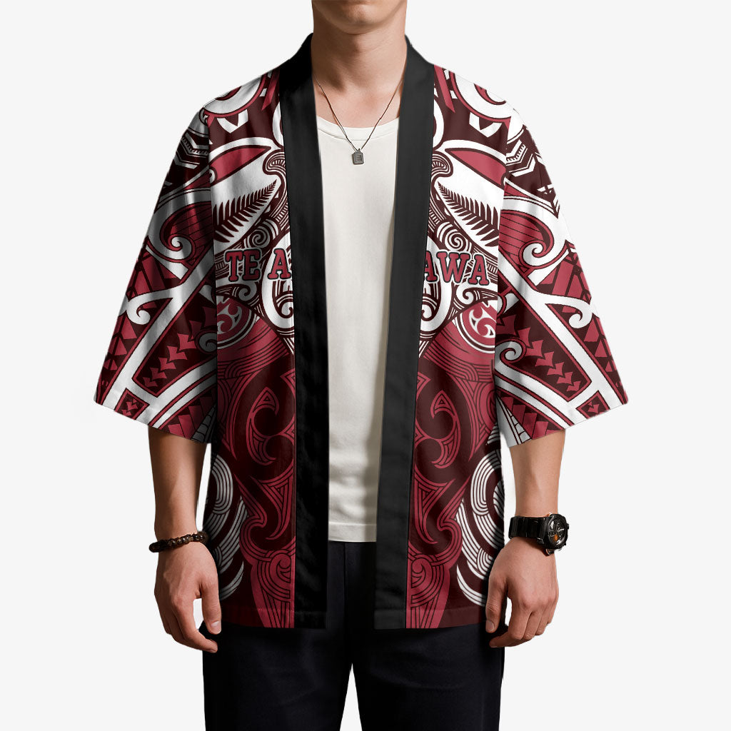 Personalised Maori Te Arawa Kimono Silver Fern Kowhaiwhai Art