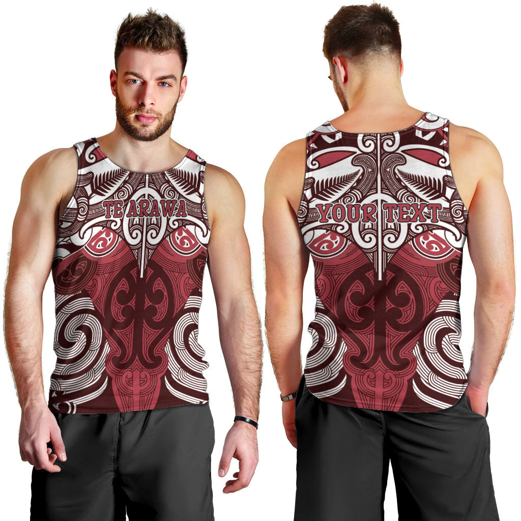 Personalised Maori Te Arawa Men Tank Top Silver Fern Kowhaiwhai Art