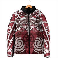 Personalised Maori Te Arawa Padded Jacket Silver Fern Kowhaiwhai Art