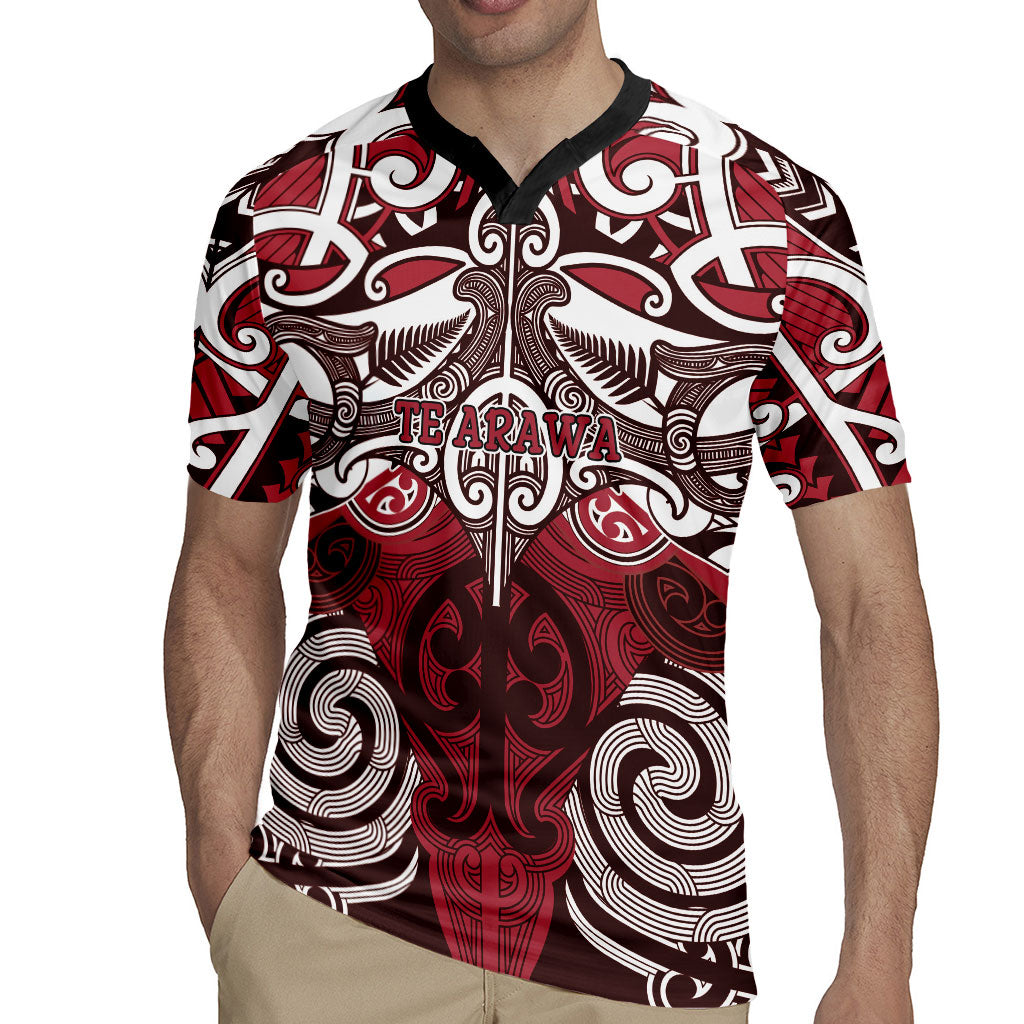 Personalised Maori Te Arawa Rugby Jersey Silver Fern Kowhaiwhai Art