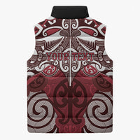 Personalised Maori Te Arawa Sleeveless Puffer Jacket Silver Fern Kowhaiwhai Art