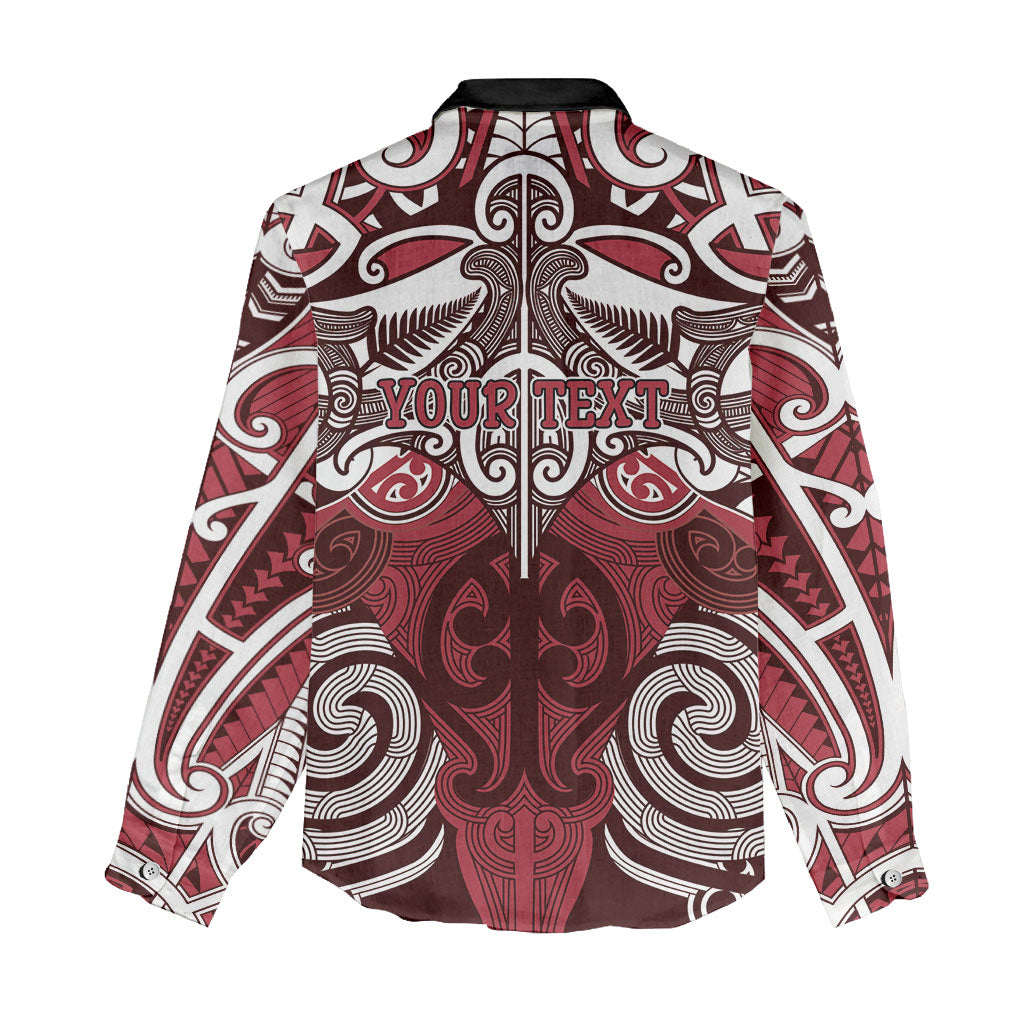 Personalised Maori Te Arawa Women Casual Shirt Silver Fern Kowhaiwhai Art