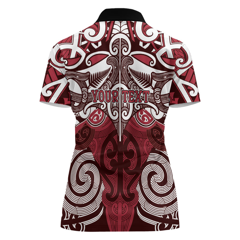 Personalised Maori Te Arawa Women Polo Shirt Silver Fern Kowhaiwhai Art