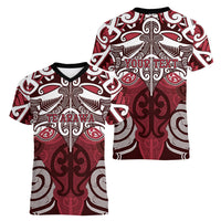 Personalised Maori Te Arawa Women V-Neck T-Shirt Silver Fern Kowhaiwhai Art