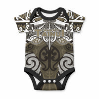 Personalised Maori Waikato Tainui Baby Onesie Silver Fern Kowhaiwhai Art