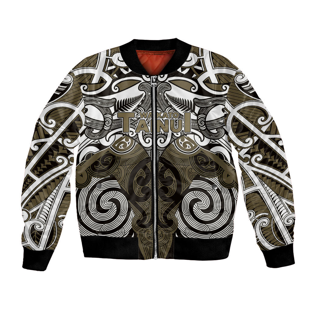 Personalised Maori Waikato Tainui Bomber Jacket Silver Fern Kowhaiwhai Art