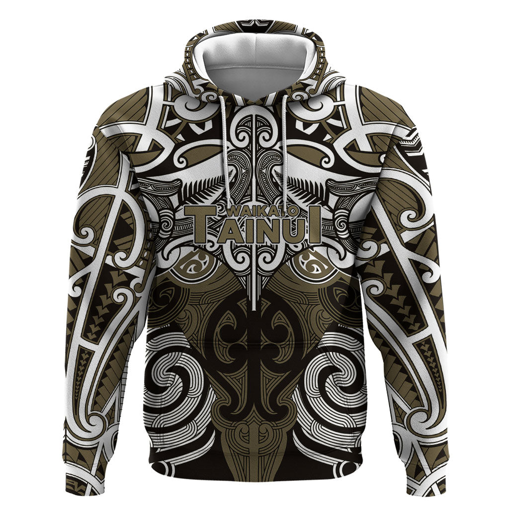 Personalised Maori Waikato Tainui Hoodie Silver Fern Kowhaiwhai Art