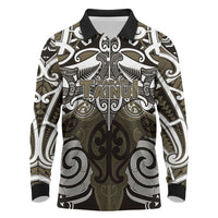 Personalised Maori Waikato Tainui Long Sleeve Polo Shirt Silver Fern Kowhaiwhai Art