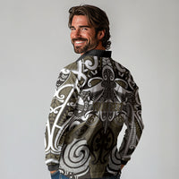 Personalised Maori Waikato Tainui Long Sleeve Polo Shirt Silver Fern Kowhaiwhai Art