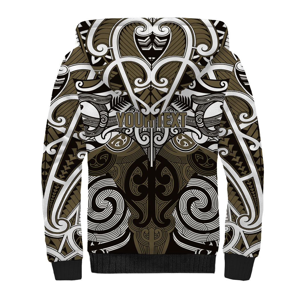 Personalised Maori Waikato Tainui Sherpa Hoodie Silver Fern Kowhaiwhai Art
