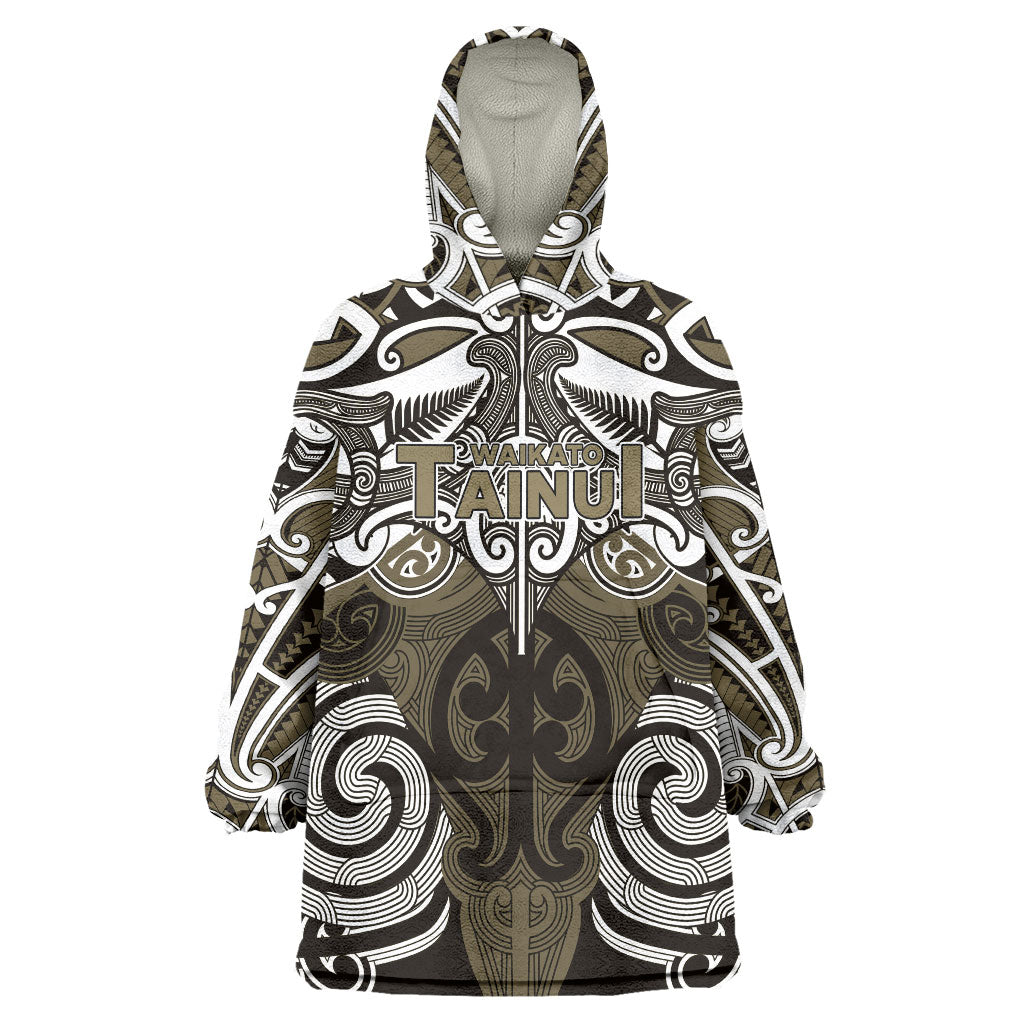Personalised Maori Waikato Tainui Wearable Blanket Hoodie Silver Fern Kowhaiwhai Art