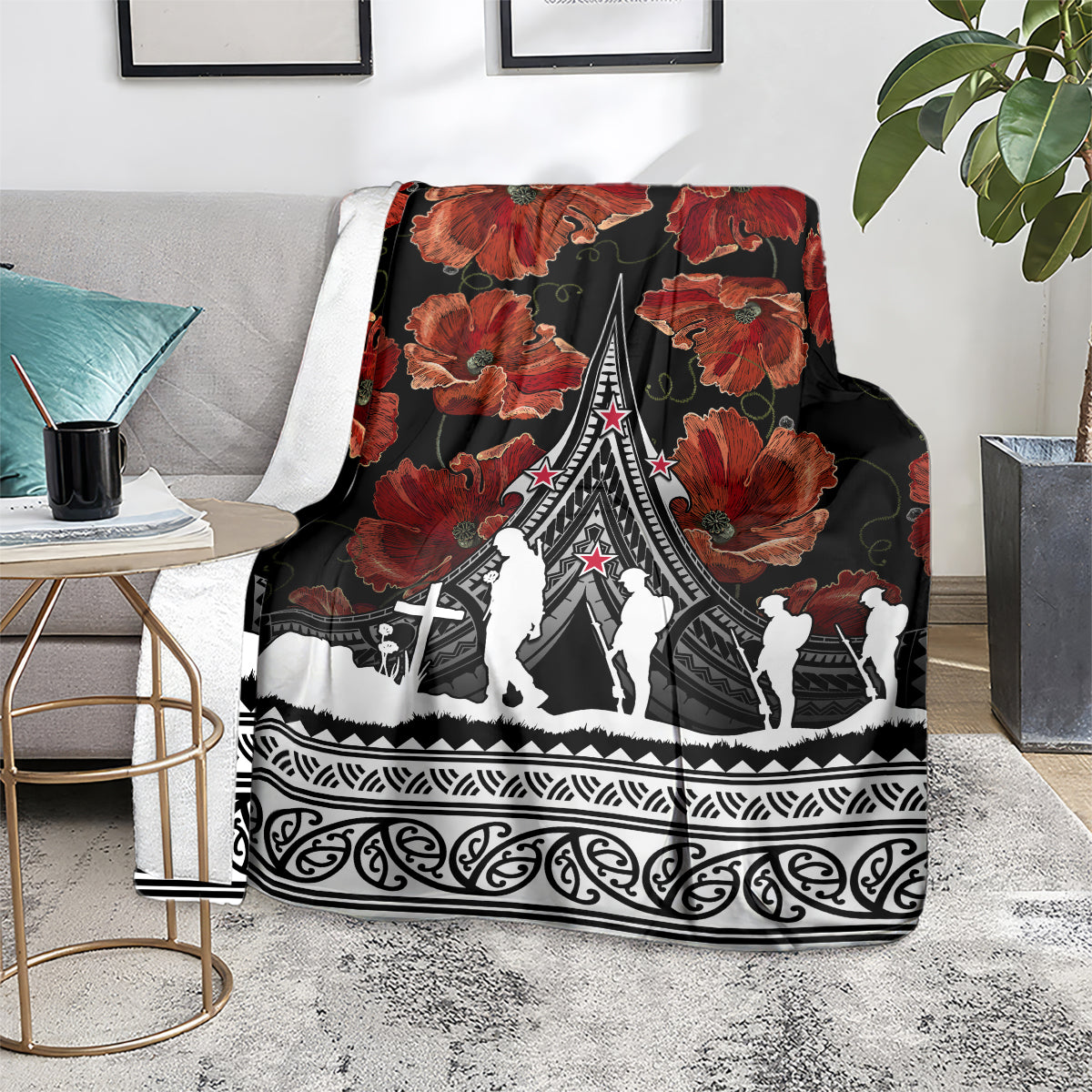 New Zealand ANZAC Day Blanket Poppy With Polynesian Pattern LT01 - Polynesian Pride