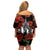 New Zealand ANZAC Day Off Shoulder Short Dress Poppy With Polynesian Pattern LT01 - Polynesian Pride