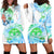 Kia Ora Maori New Zealand Pastel Hoodie Dress Sun Ta Moko Aqua Green Version LT01 - Polynesian Pride