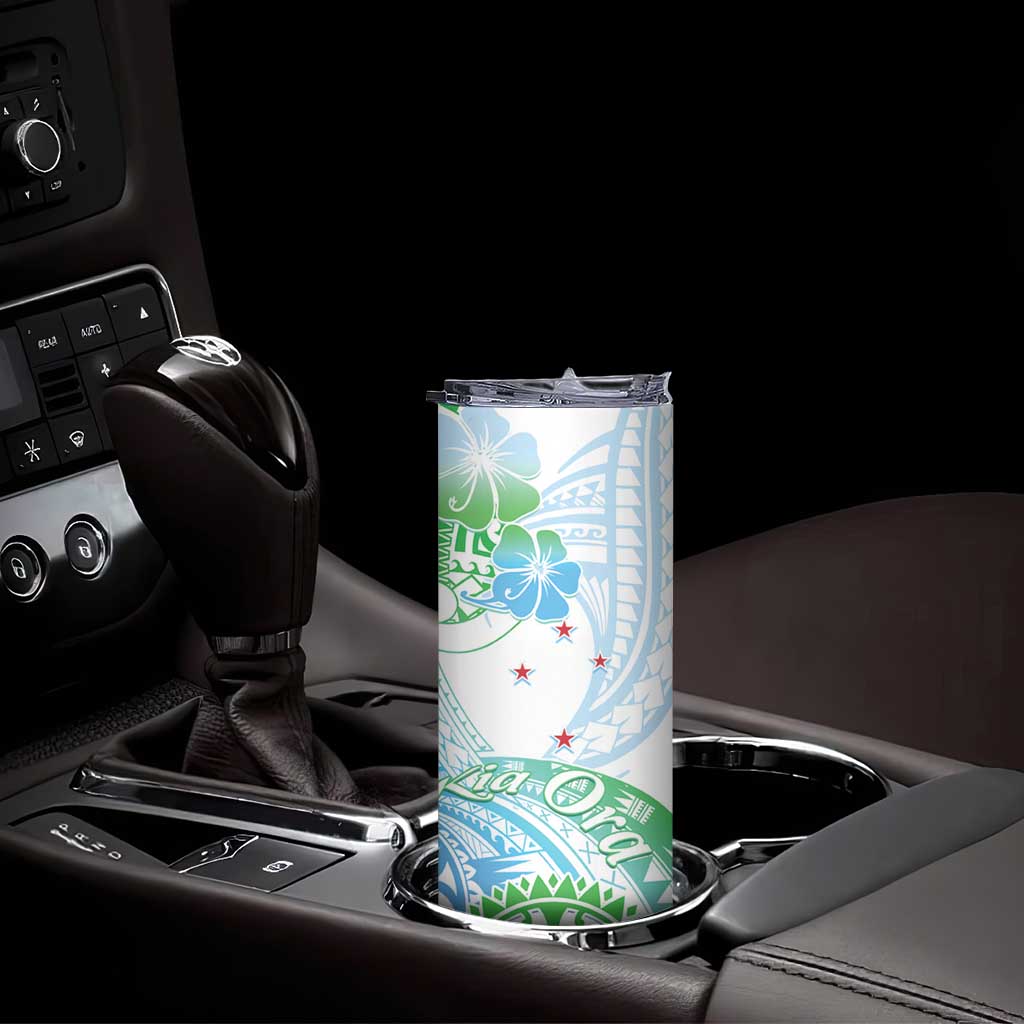 Kia Ora Maori New Zealand Pastel Skinny Tumbler Sun Ta Moko Aqua Green Version