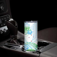 Kia Ora Maori New Zealand Pastel Skinny Tumbler Sun Ta Moko Aqua Green Version