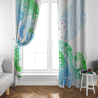 Kia Ora Maori New Zealand Pastel Window Curtain Sun Ta Moko Aqua Green Version LT01 - Polynesian Pride