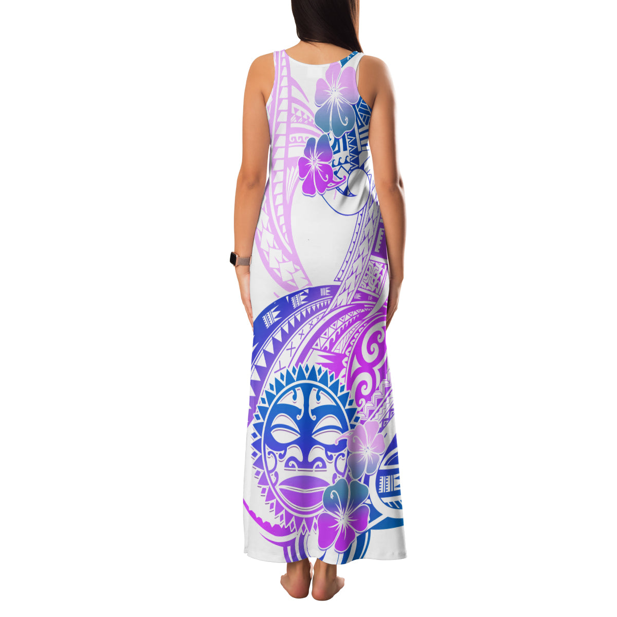 Kia Ora Maori New Zealand Pastel Family Matching Tank Maxi Dress and Hawaiian Shirt Sun Ta Moko Lilac Version LT01 - Polynesian Pride