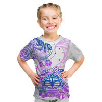 Kia Ora Maori New Zealand Pastel Kid T Shirt Sun Ta Moko Lilac Version LT01 Purple - Polynesian Pride