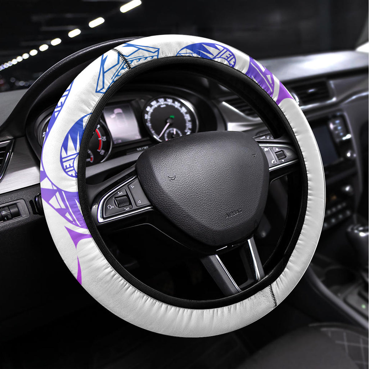 Kia Ora Maori New Zealand Pastel Steering Wheel Cover Sun Ta Moko Lilac Version LT01 Universal Fit Purple - Polynesian Pride