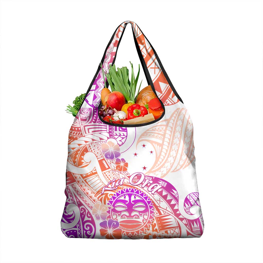 Kia Ora Maori New Zealand Pastel Grocery Bag Sun Ta Moko Sunset Version