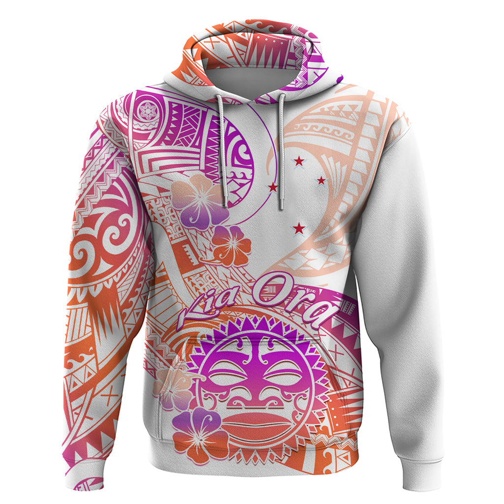 Kia Ora Maori New Zealand Pastel Hoodie Sun Ta Moko Sunset Version LT01 Pullover Hoodie Orange - Polynesian Pride