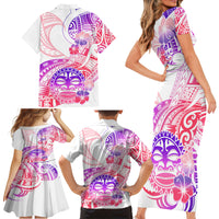 Kia Ora Maori New Zealand Pastel Family Matching Short Sleeve Bodycon Dress and Hawaiian Shirt Sun Ta Moko Sweet Version LT01 - Polynesian Pride