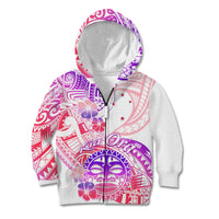 Kia Ora Maori New Zealand Pastel Kid Hoodie Sun Ta Moko Sweet Version LT01 Zip Hoodie Pink - Polynesian Pride