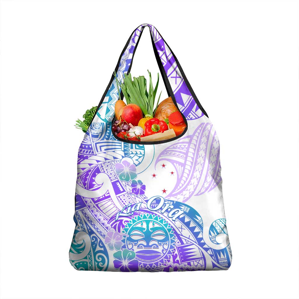 Kia Ora Maori New Zealand Pastel Grocery Bag Sun Ta Moko Violet Version