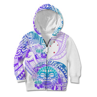 Kia Ora Maori New Zealand Pastel Kid Hoodie Sun Ta Moko Violet Version LT01 Zip Hoodie Purple - Polynesian Pride