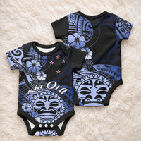 Aotearoa Kia Ora New Zealand Ta Moko Blue Version Baby Onesie LT01 - Polynesian Pride