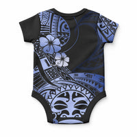 Aotearoa Kia Ora New Zealand Ta Moko Blue Version Baby Onesie LT01 - Polynesian Pride
