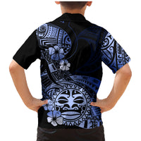 Aotearoa Kia Ora New Zealand Ta Moko Blue Version Family Matching Mermaid Dress and Hawaiian Shirt LT01 - Polynesian Pride