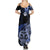 Aotearoa Kia Ora New Zealand Ta Moko Blue Version Summer Maxi Dress LT01 - Polynesian Pride